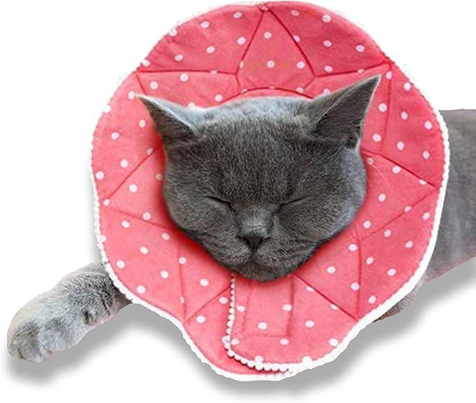 Cat Cone Collar Soft, Pet Recovery Elizabethan E Collar Soft Neck Cone to Stop Licking for Cats & Kittens After Surgery, Cat Surgical Recovery Suit for Wound Cover, Puppy Dog & Rabbit Cone