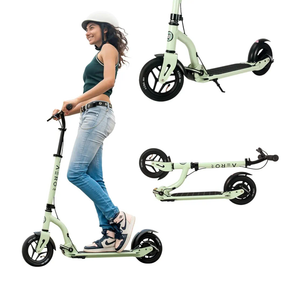 Aero Big Wheels Kick Scooter for Kids 6+, Teens & Adults | Light Up Wheels, Hand Brake, Rubber Deck Mat & Shock Absorption | Foldable & Height Adjustable
