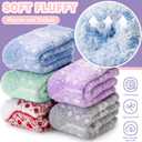 Fuzzy Slipper Socks Thick Fluffy Warm Winter Cozy Plush Soft Sleep Home Socks for Women Men (Medium, Snowflake)