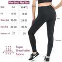 2 x SATINA High Waisted Leggings for Women - Comfortable and Stretchy in Versatile Sizes and Colors - Workout Yoga Leggings Set (Black & Charcoal)