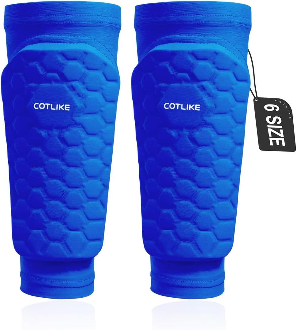 Soccer Shin Guards for Kids Youth Adults, Ski Shin Guards Sleeves for 2-18 Years Old Boys Girls Men, Calf Compression Sleeve with Honeycomb Pads, Espinilleras de Futbol para Hombres (X-Large, Blue)