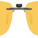 CAXMAN Night Driving Glasses Clip On Night Vision Glasses HD Polarized Yellow Lens Compact Fit Non-Flip Up