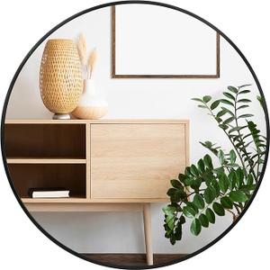 Fabuday Black Circle Mirror for Wall 24 Inch - Round Mirror for Bathroom, Entryway, Living Room, Hallway, Bedroom Decor, Matte Frame Mirrors (24x24)