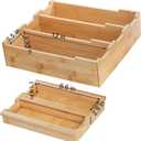 Okllen Bamboo Kitchen Drawer Organizer, Stackable 2-Tier Utensil Drawer Organizer Tray, Silverware Organizer Flatware Storage for Kitchen Cabinet, Pantry, Drawer, 5 Divided Compartments
