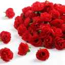 SITUMEIZI 100 Pcs 1.3 inches Mini Red Rose Head Fake Red Roses Artificial Flowers for Home DIY Flower Wall Mother's Day Party Birthday Decor