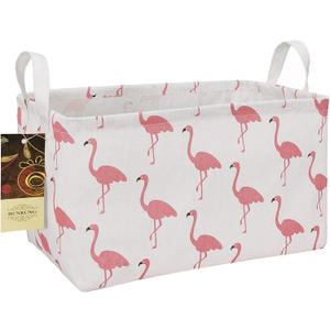 HUNRUNG Rectangle Storage Basket Cute Canvas Organizer Bin for Pet/Children Toys, Books, Clothes Perfect for Rooms/Playroom(Rectangle Flamingo)