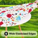 Smiry Round Picnic Tablecloth, Waterproof Elastic Fitted Table Covers for 36" - 44" Tables, Wipeable Flannel Backed Vinyl Tablecloths for Camping, Indoor, Outdoor, White & Red