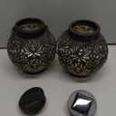 EXCMARK 2 Pack Outdoor Solar Hanging Lantern Lights Metal LED Decorative Lamp for Garden Patio Courtyard Lawn and Table with Hollowed-Out Design (Black)