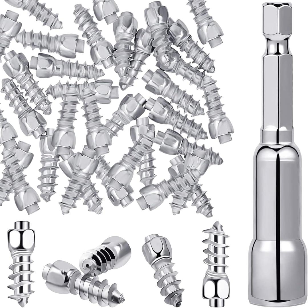 Frienda 150 Pcs Snow Carbide Screw Tire Studs Silver 4 x 12 mm Wheel Tyre Snow Spike Trim Screw in Tire Studs with Installation Tool for Car Truck Bicycle Boot Motorcycle ATV Accessories