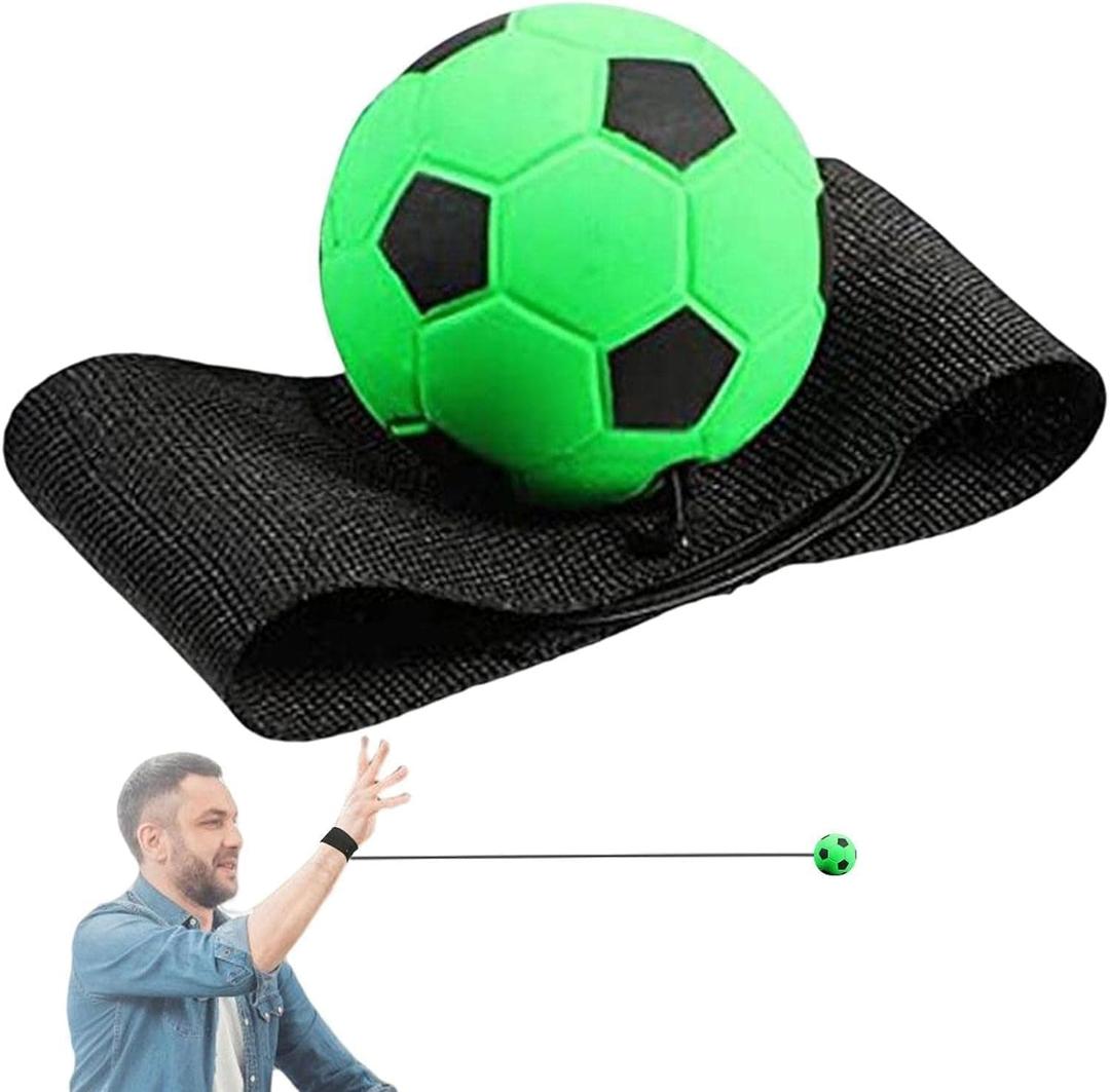 9 x 63mm Green Wrist Return Ball -Sports Wrist Balls On A String Rubber Rebound Bouncy Wristband Balls- Adjustable Bounce Back Ball with String Finger Exercise Toy Activity