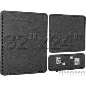 Cork Boards for Walls - 32"x24"Felt Bulletin Board 3pcs Modular Vision Board, Self-Adhesive Pin Board for Wall Decor, Memo Board for Office & Home - Charcoal Heather