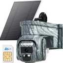 4G LTE Cellular Solar Powered Security Camera Wireless Outdoor, No WiFi Camera Built in SIM Card & Subscription Monthly Fee, 2 Way Talk, 355 Live View, 2K Color Night Vision, PIR Motion Sensor