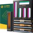 Calmbee 9 in 1 Bamboo Storage Bag Organizer for Kitchen Drawer Plastic Wrap Dispenser with Cutter & Foil Organizer, Wooden Baggie Organizer for Sandwich, Snack, Gallon, Quart Sizes, Black