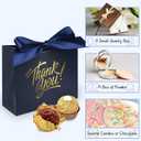 100 Pack Small Thank You Gift Bags, 4.5x1.8x3.9in Party Favor Bags Boxes with Bow Ribbon, Small Paper Gift Bags with Gold Foil Printed, Mini Candy Treat Bags for Birthday Wedding Party Holiday