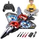 Foam Remote Control Airplane for Kids 8-12, 2.4 GHz RC Plane with Colorful Lights, 360 Flips and Stunt Roll, RC Airplane Toy for Boys and Girls Ages 8-16, Gift for Kids and Adults (Gray)