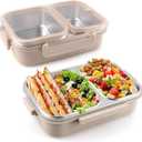 Stainless Steel Lunch Box with 2 Compartments, Leakproof, 30.5 oz Food Storage Containers, Bento Box for Adults,Men,Women(Beige)