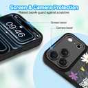 for iPhone 17 Pro Max Case with Finger Strap Kickstand, Cute Flower Leaves Pattern with Stand for Girls Women, Full Camera Protection Shockproof TPU Bumper Hard Back Cover, Grey Floral