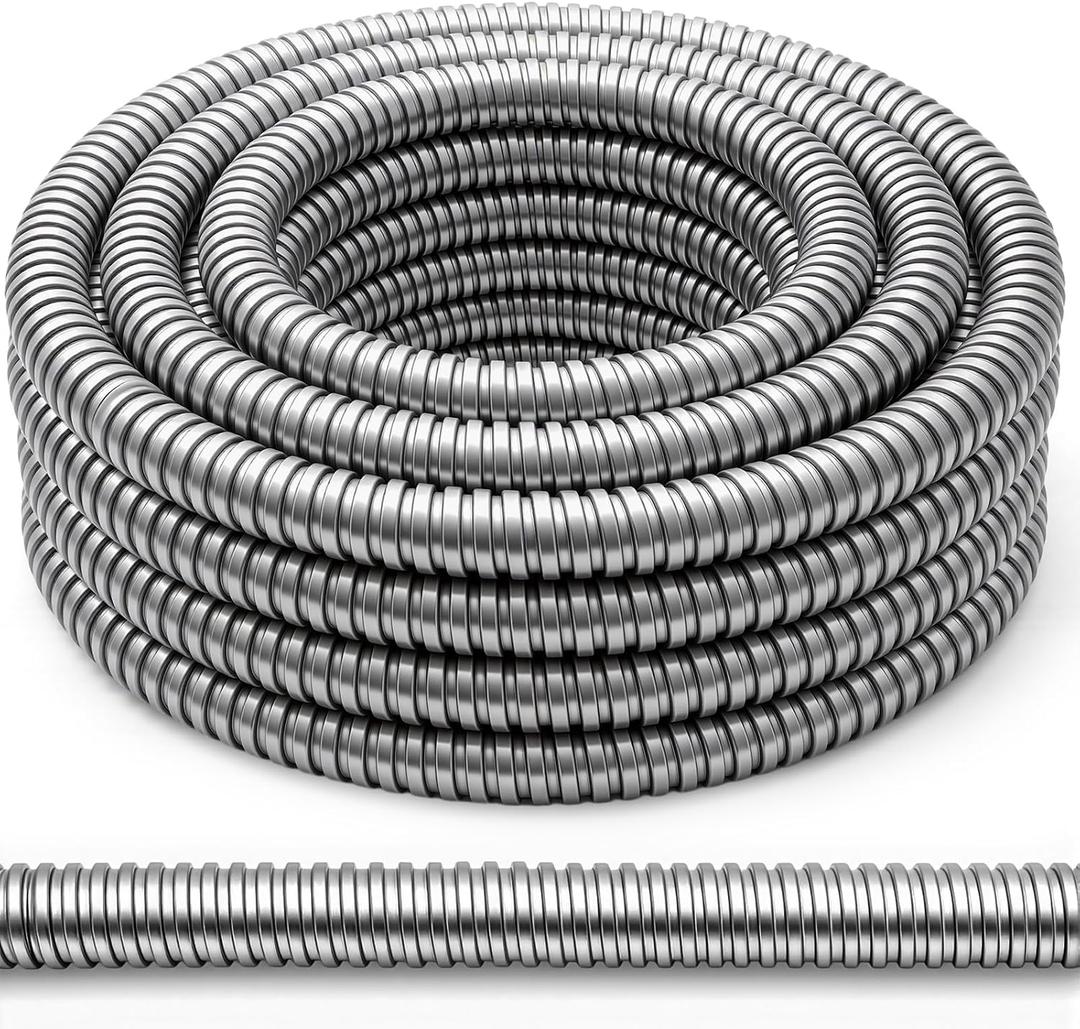 Wesiti 1.5" x 25 ft Galvanized Steel Flexible Conduit, Outdoor Electrical Conduit for Greenfield Wiring