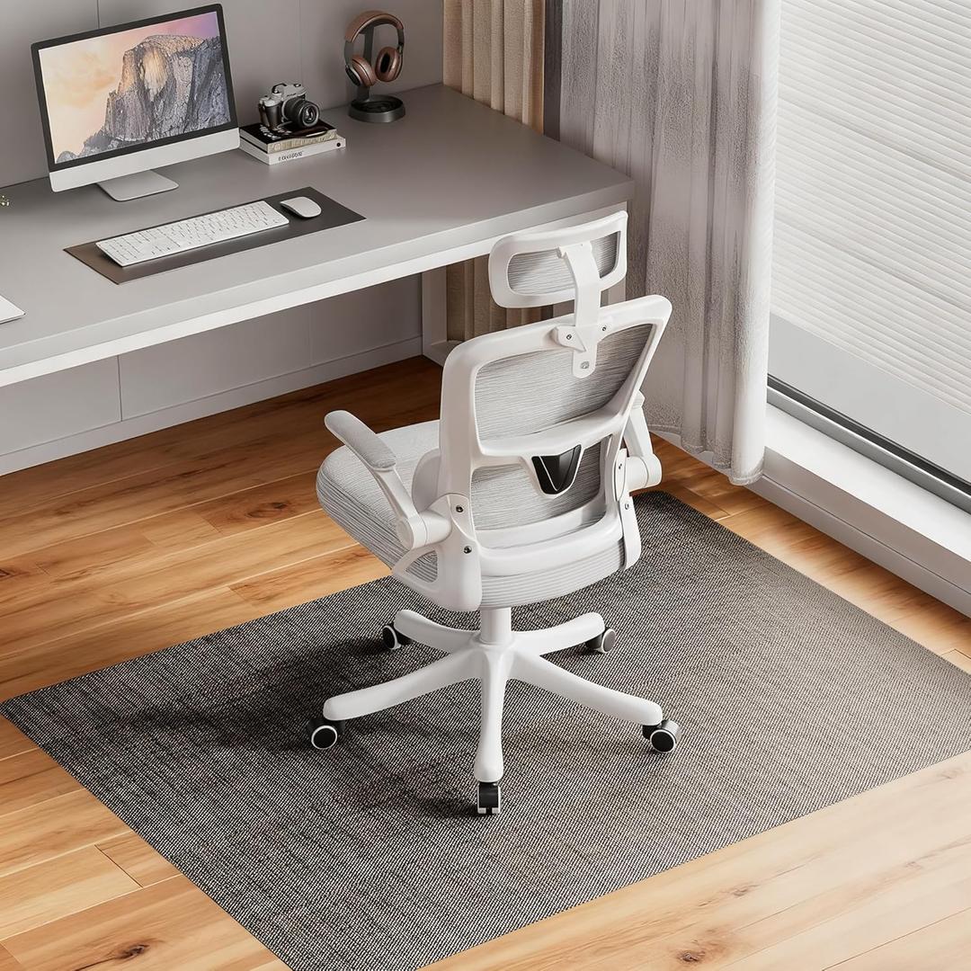 Delamu Office Chair Mat for Hardwood Floor 36"48", Heavy Duty Desk Floor Protector for Chairs, Anti-Slip PVC Woven Computer Chair Mats for Home Office, Brown