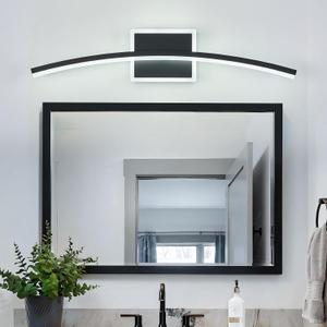 Benkut Modern LED Wall Sconce Black Light Fixtures Over Mirror Modern Bath Wall Lighting for Bathroom, Dimmable Vanity Light for Bathroom(5CCT 23.6Inch), 24 IN