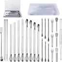 25 Pcs Stainless Steel Lab Spatula Micro Scoop Set Laboratory Tiny Mixing Spatula with Tweezers Long Sampling Spoon for Powders Gel Cap Capsule Filler (25Pcs)