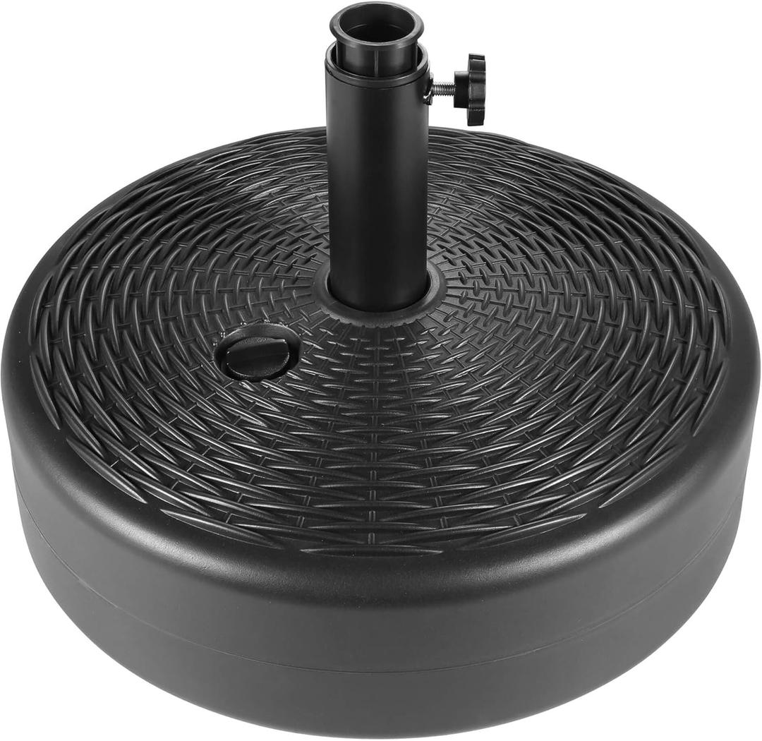 FLAME&SHADE Patio Umbrella Base Stand - 60 lbs 17.7" Fillable Outdoor Umbrella Base, Water Filled Heavy Duty Base for Table Market Umbrella Holder, Garden, Backyard, Pool, Beach(Black)