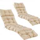 2 Pcs Chaise Lounge Cushions Outdoor,Waterproof & Fade Resistant Patio Lounge Chair Cushions for Outdoor Furniture, Chaise Cushion with Ties for Pool, Lawn and Beach, 75.1x22.8x4.7 Inch, Beige