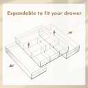 Briwooody 2 Pcs Acrylic Desk Drawer Organizer Maximum 12 x 18 x 2.1 Inch Expandable Drawer Organizer Trays with 8 Adjustable Compartments Desk Accessories for Makeup Silverware Office Bathroom