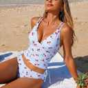 ZAFUL Two piece Tankini y2k Cheeky Tummy Control Swimsuit V-Neck Spaghetti Strap Slimming Bathing Suit 2026 (S)