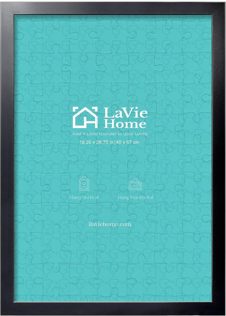 LaVie Home 19.25x26.75 Picture Frame Black, Puzzles Frame for Wall Decoration, Classic Black Minimalist Style Suitable for Decorating Houses, Offices, Hotels, Puzzles Posters Photos or Artwork1 Pack