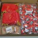 50Sets Christmas Bells Decor Christmas Believe Bell Ornaments Bulk for Express Bell Decorations with Tags Train Ticket Red Velvet Bag for Xmas Party Favors Santa Silver Sleigh Jingle Bells