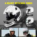 LEM Modular Motorcycle Helmets for Adults, Full Face Motorcycle Helmets for Women, Detachable Chin Guard, DOT Approved, Anti-Fog PINLOCK & DVS Dual Vision, Double D Lock, QUICK Series(White, XX-Large)