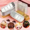 60Pcs Mini Loaf Pans with Lids and Spoons, Aluminum Foil Baking Pans, Rectangle Mini Cake Pan, Brownie Baking Cups for Picnics Party (Gold)