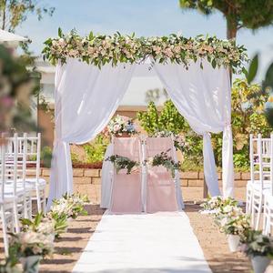 White Backdrop Curtains for Wedding Party: 2 Panels 5ft x 10ft Chiffon Photo Drapes for Birthday Parties Baby Decorations 10ft x 10ft