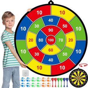 Large Dart Board for Kids, Kids Double-Sided Dart Board with Sticky Balls and Darts, Indoor/Outdoor Sport Fun Party Play Game Toys, Gifts for 3 4 5 6 7 8 9 10 11 12 Year Old Boys Girls