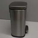 Amazon Basics Smudge Resistant Small Rectangular Trash Can With Soft-Close Foot Pedal, Brushed Stainless Steel, for Bathroom & small space, 5 L /1.32 Gal, Satin Nickel Finish, 7.3x8.5 x11.8 in (LxWxH)