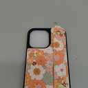 Petitian for iPhone 14 Pro Max Case with Wallet - Women Girls Cute Girly Aesthetic Unique Design Leather Credit Card Holder Cardholder Stand Wristband for iPhone 14 Pro Max, Orange Floral