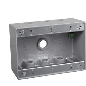 TayMac TB750S 3-Gang Weatherproof Box with Seven 1/2 in. Outlets, Gray