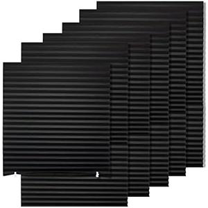 MYshade 20 Pack Temporary Blackout Paper Shades for Windows,Paper Pleated Blinds with Adhesive,No Tools No Drilling Free Cut Size Temporary Room Darkening Shades(Black, 23" W x 23" H)
