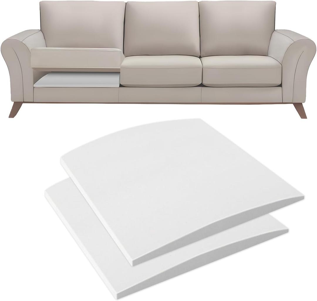 Couch Cushion Support for Sagging Seat - 20" x 20" High-Density Curved Foam Sofa Cushion Support Board, Couch Supporter for Under The Cushions, White Set of 2
