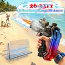 2026 Electric Water Gun for Adults Kids, LED & Music Automatic Squirt Water Gun Summer Outdoor Beach Pool Toys for Boys 8+, Powerful Water Pistol Party Family Backyard Game Gifts (Ring Black), Medium
