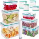 Vaccum Sealed Food Storage Container Set, 23 Pieces, 6 Stackable Containers with Lids, Hand Pump and 10 Vacuum Sealable Bags