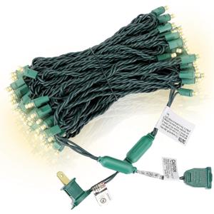 100 Counts Warm White LED Christmas Lights  50ft 5mm White Christmas Lights Outdoor Commercial Grade Waterproof, Indoor Christmas Tree Decorations, Green Wire Mini String Lights, UL, IP:65