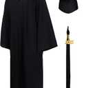 GraduationMall Matte Graduation Gown Cap Tassel Set 2025 for High School and Bachelor (54 Plus, Black)