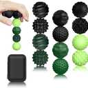 12 Pack Silicone Magnetic Sensory Fidget Balls for Adults and Teens(14+), Silent Office Desk Stress Balls, Fun Textured Design, Suitable for Autism, ADHD, Anxiety (Black & Green)