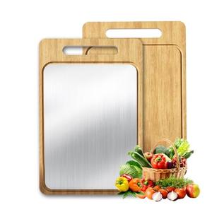 Titanium Cutting Board – Reversible Bamboo & Titanium Chopping Board with Juice Groove, Easy to Clean. 1 board