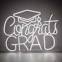 Congrats Grad White Neon Sign 16.512.6 in Crisp LED Backdrop for Grad Photos, 6000K Bright Light, Dimmable with Wired Dimmer, Includes Wall Anchors Tech Grad Gift