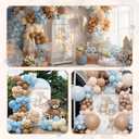 148 Pcs Bear Baby Shower Decorations Balloon Metal Arch Backdrop Stand and Cover Set Decor Dusty Blue and Brown Balloon Arch Kits Bear Baby Shower Gender Reveal Birthday Party Decorations, 18/12/10/5 inches