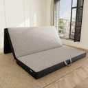 Memory Foam Trifold Mattress, Queen Portable Floor Bed 4 Inch, Foldable Mat with Washable Cover, Handle & Non-Slip Bottom, for RV, Travel, Camping, Yoga, 78"x58"x4", Grey