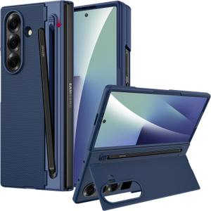 Miimall for Samsung Galaxy Z Fold 7 Case with S Pen Holder Slot [Military Grade Drop][Built-in Clear Screen & Invisible Kickstand] Slim Thin Protective Phone Case for Galaxy Z Fold 7 5G Cover Blue